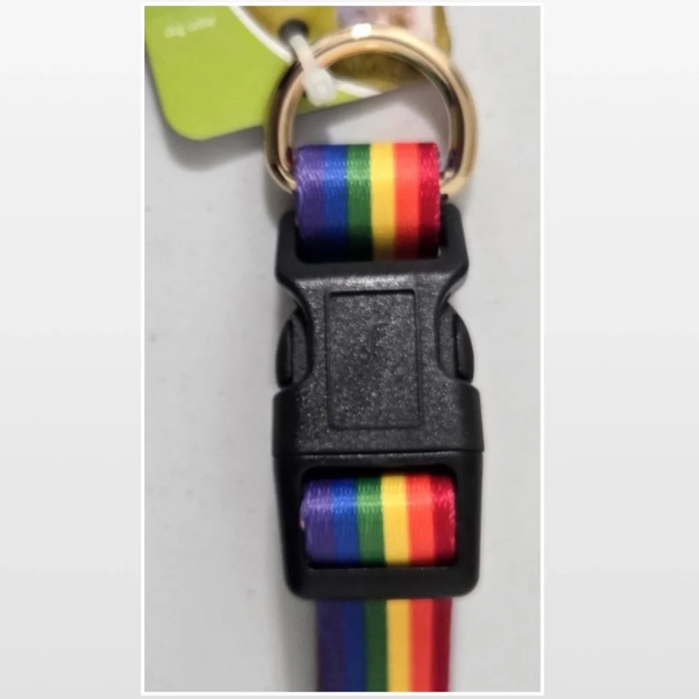 New Pet Dog Collar Adjustable Pet Animal Rainbow Pride NWT